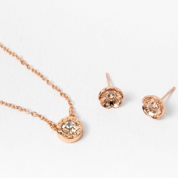 Coach Jewelry - 🆕Coach Earring and Necklace Set in Rose Gold Plated Brass